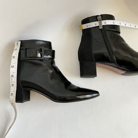 Aquatalia Boots Women Size 6.5M Black Point-toe Patent Leather Ankle Bootie - Picture 5 of 11